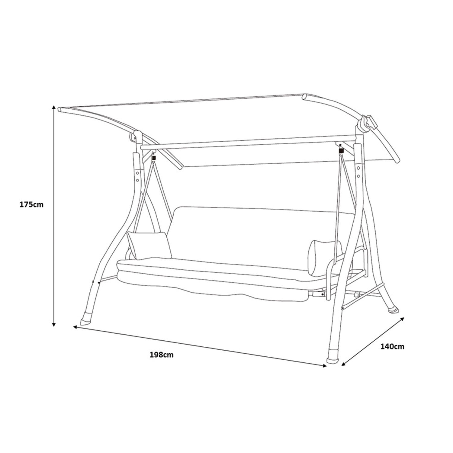 Comfortable and Durable 3 Seater Garden Swing Chair with Canopy Weight Capacity 340kg