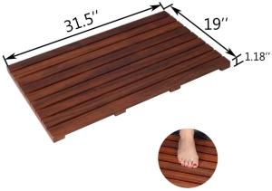 China 1.18in IWS53380 Teak Wood Bath Mat E1 MDF Bathroom Non Slip Mat wholesale
