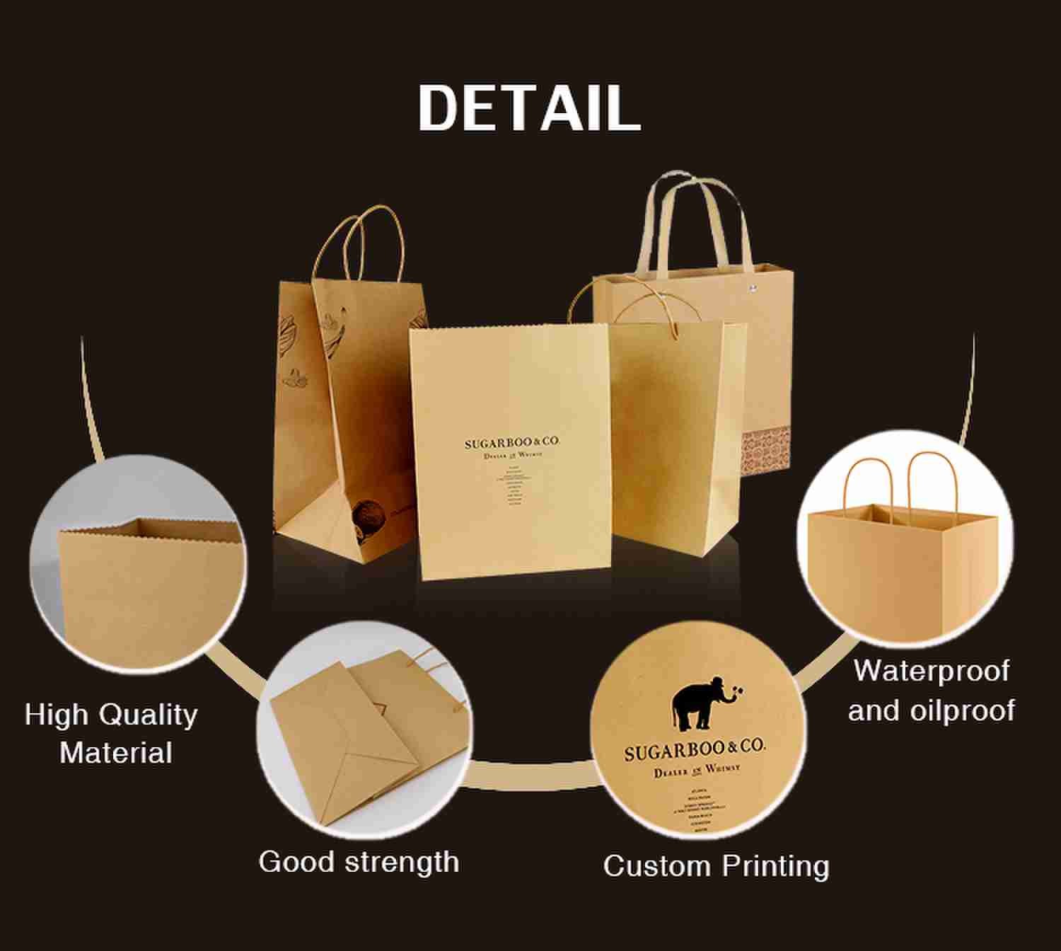 Recyclable Shopping Brown Gusset Paper Bags Brown Carrier Bags With Handle