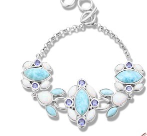 Adjustable Dominica Genuine Larimar Silver Cuff Bracelet For Teenage Jewelry