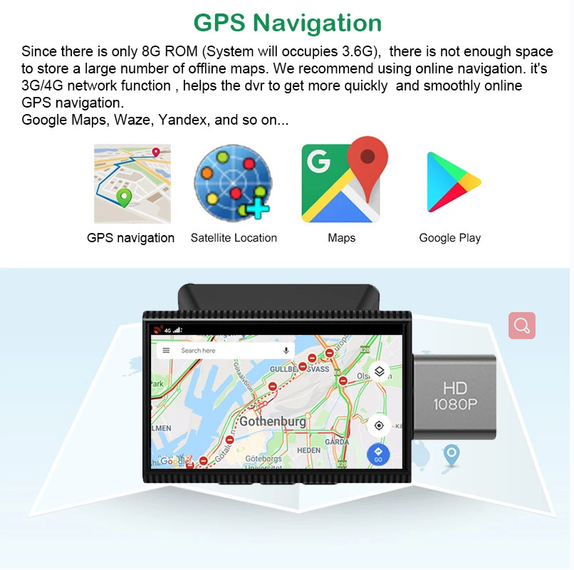 4G Android 8.1 Rearview Mirror Car HD DVR 1080p IPS Touch Streaming Media