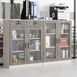 Wooden Frame Glass Locking Storage Cabinet for Office Printer and Filing Storage