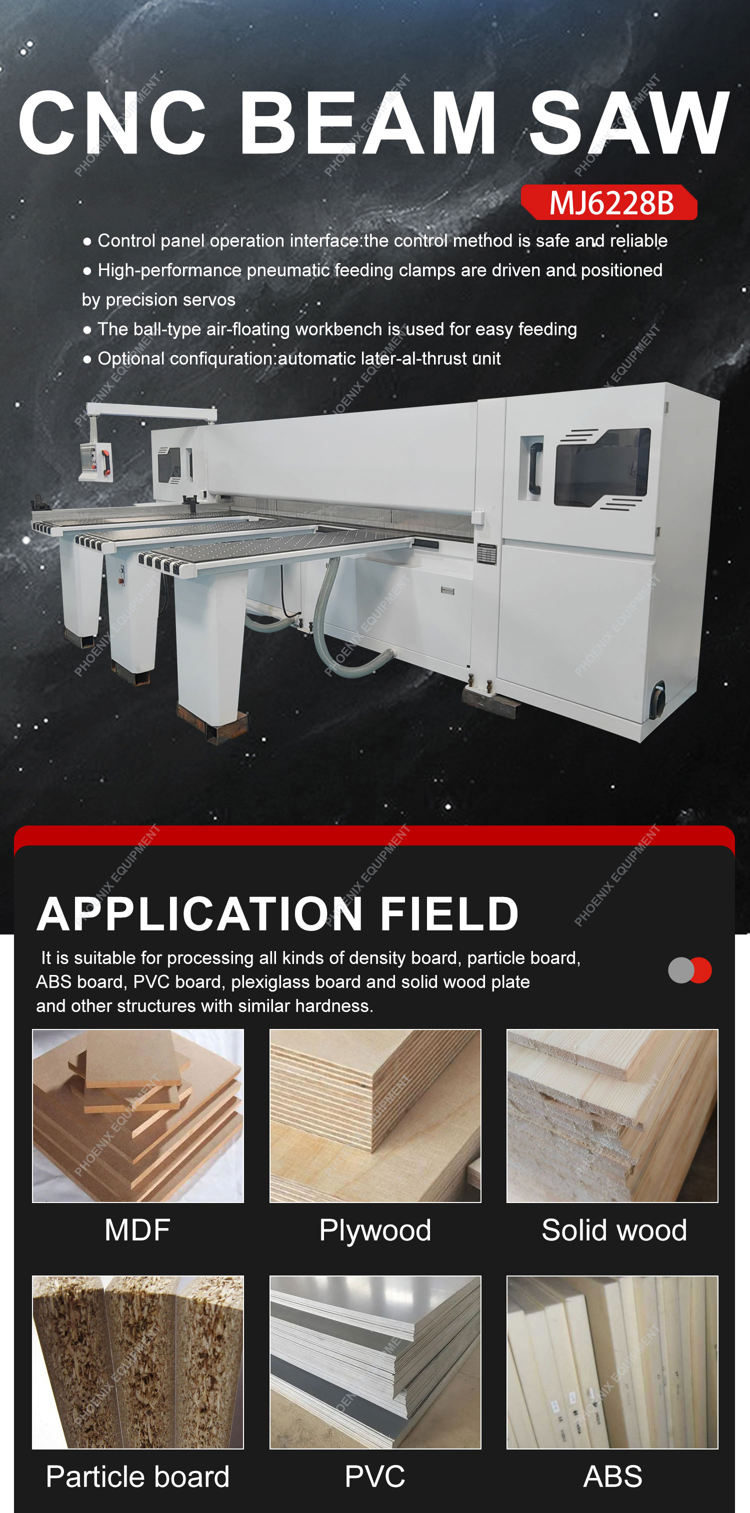 16.5kw Power Computerized CNC Automatic Wood Panel Cutting Beam Saw for Woodworking