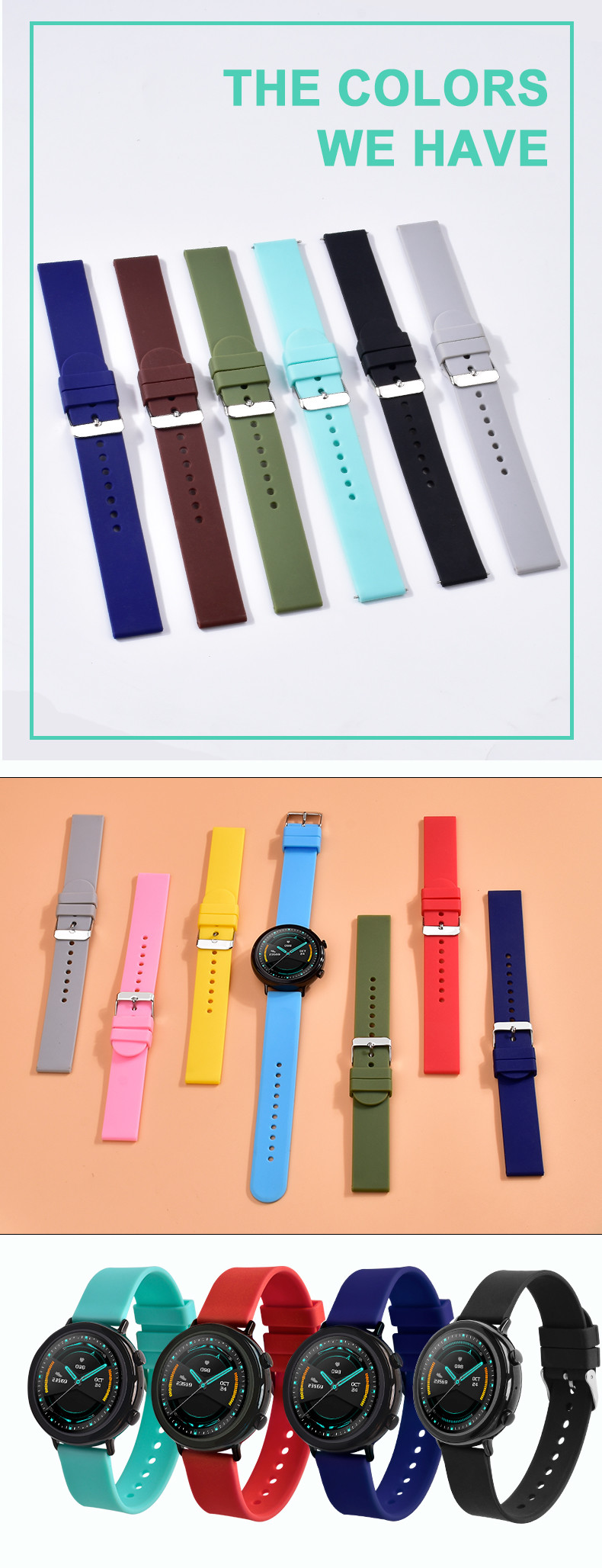 20mm TPU Watch Band , SHX Rubber Wrist Watch Straps Red Color