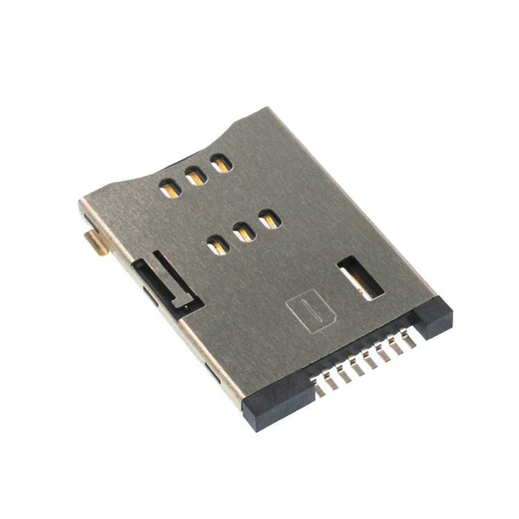2.2mm Height Micro Sim Card Connector Sockets 8 Pin Push Extended Type