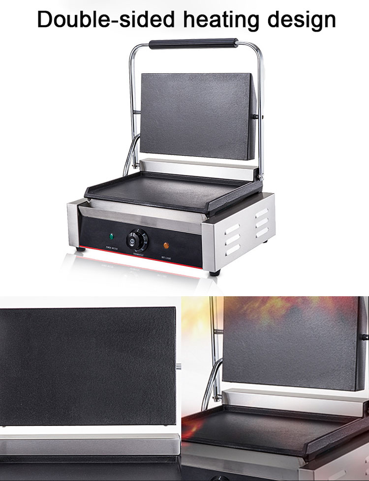 220V Commercial Stainless Steel Single Contact Grill Electric Panini Sandwich Press