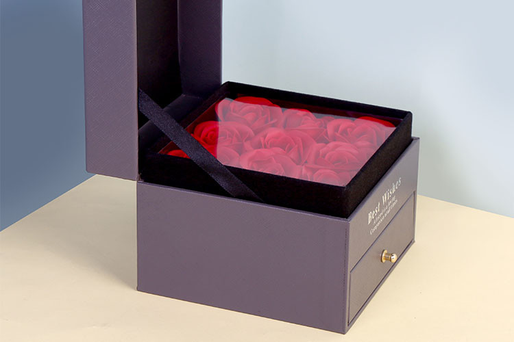 Custom Packaging Manufacturers Supremer Black Carton Box With Flower Jewelry Gift Box Storage Protection Box Wholesale