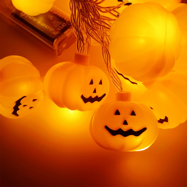10LED Halloween Pumpkin Spider Bat Skull String Lights Lamp DIY Hanging Horror Halloween Decoration For Home Party Supplies