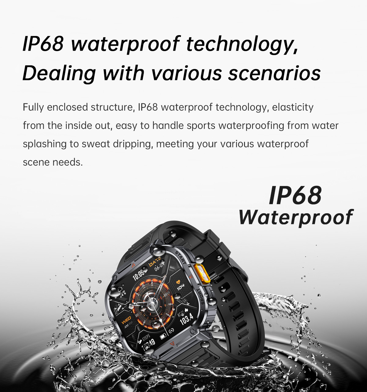 2.0" Military Rugged Outdoor Smart Watch Gps For Men Hiking 400mAh Battery