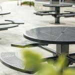 1219mm *760mm Round Metal Table And Bench Set