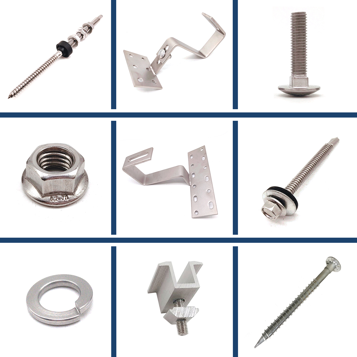 Solar panel mounting hardware