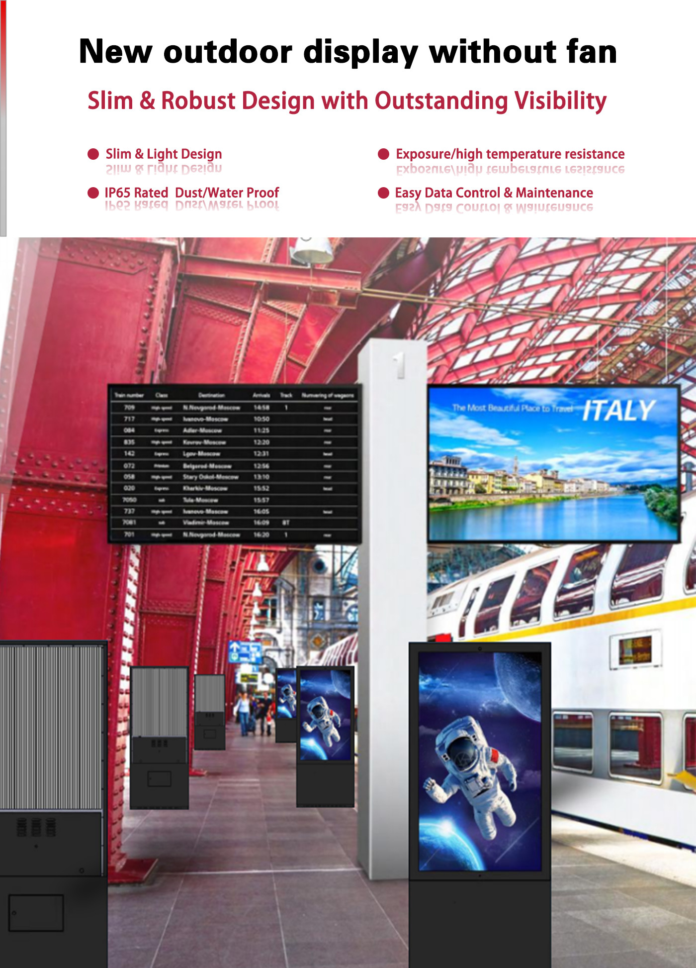 55" Outdoor Vertical Super Thin Split Screen 2500Nits Advertising Display Player