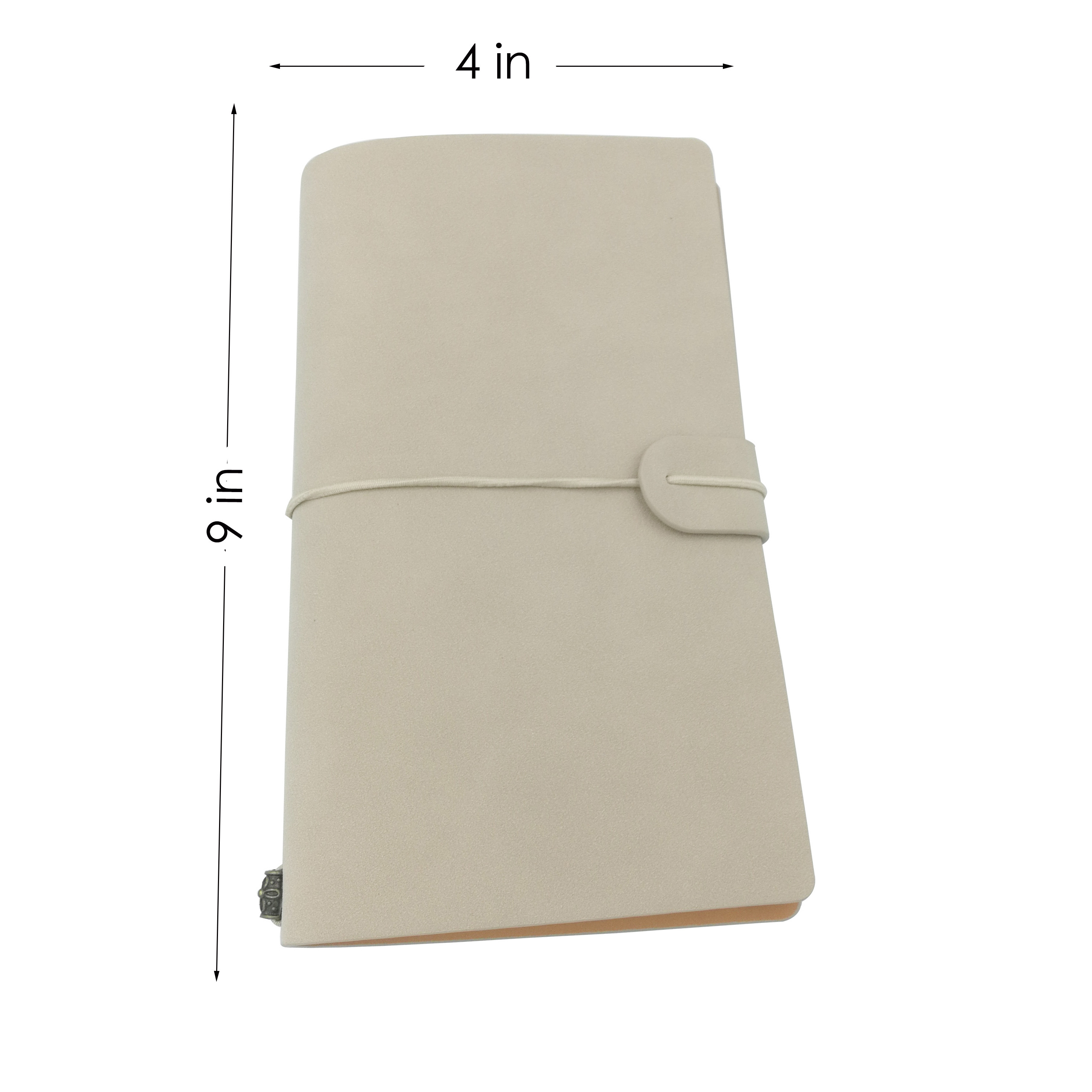 Beige A6 PU Leather Notebook Rubber Band Journal 100gsm 12x20cm