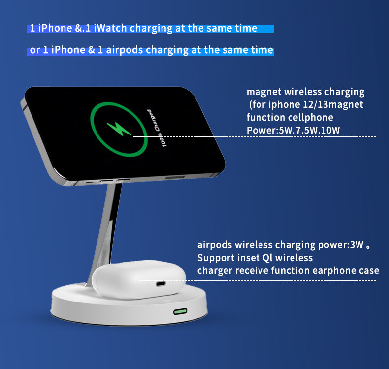 Multifunctional TYPE C Wireless Charger White/Black 15W CE/FCC/RoHS Universal PD/QC Input