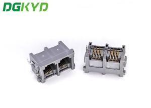 China 180 Degree 1X2 6P6C RJ45 Connector With Metal Shield wholesale