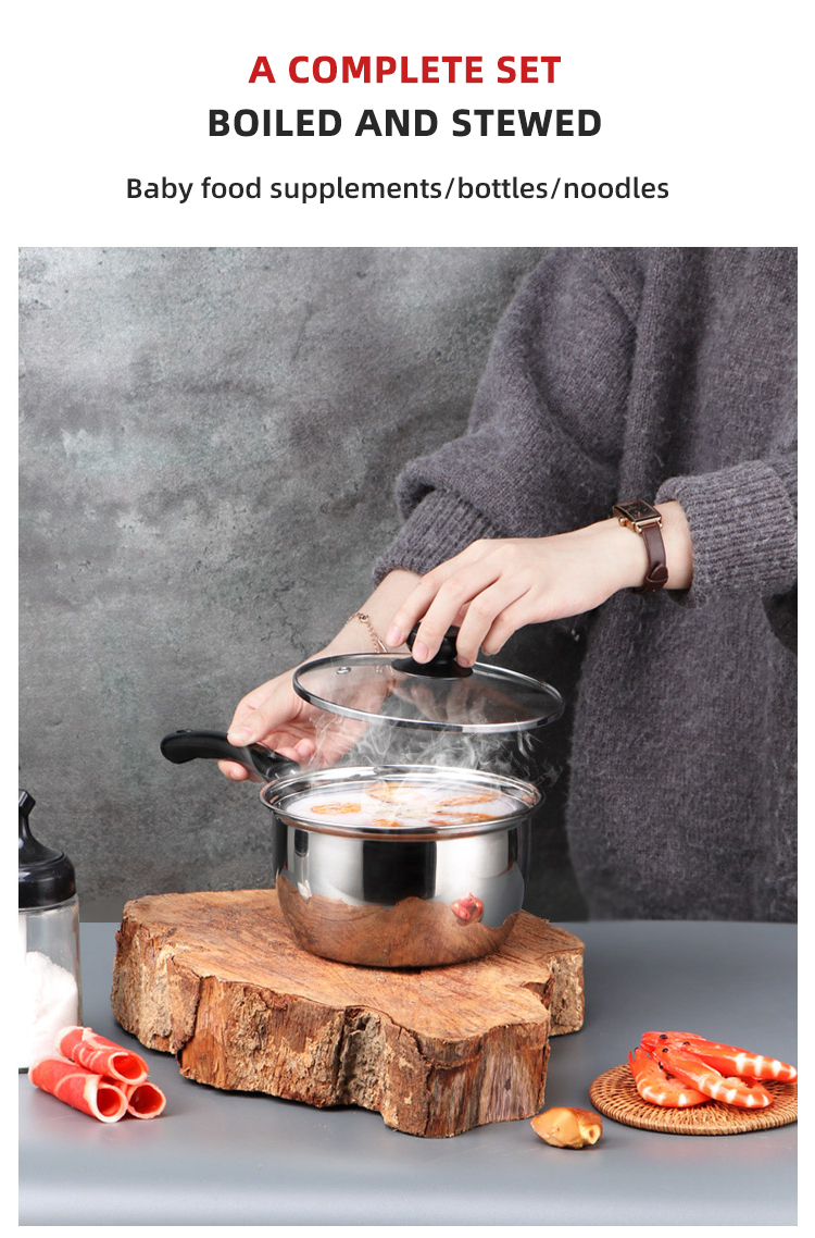 High Quality 6 Pieces Stainless Steel Cooking Pot Sauce Pan Cookware Set Milk Pot Set With Glass Lid