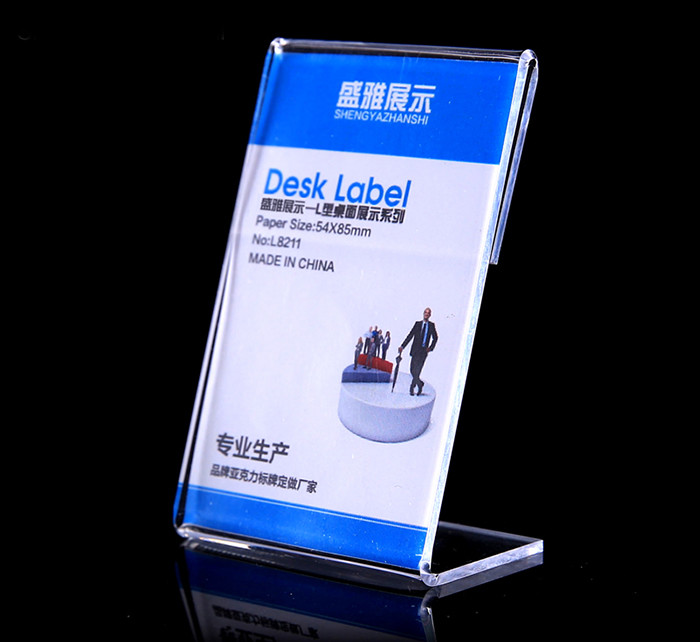 Customized L shape clear Acrylic menu display holder table tent