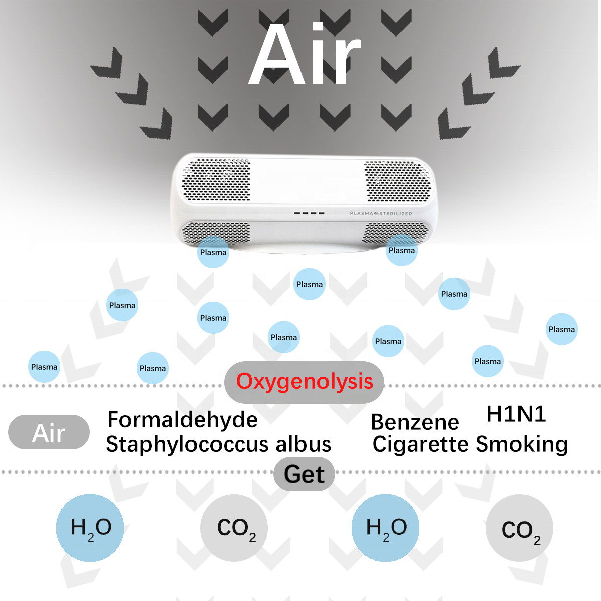 Plasma Ion Air Purifier Air Purifier For Pet Odor Kill Bacteria OEM ODM