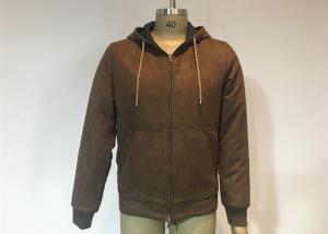 China Mens Qulited And Ribbed Suede Bomber Coat Anti Wind Pu Hooded Jacket wholesale