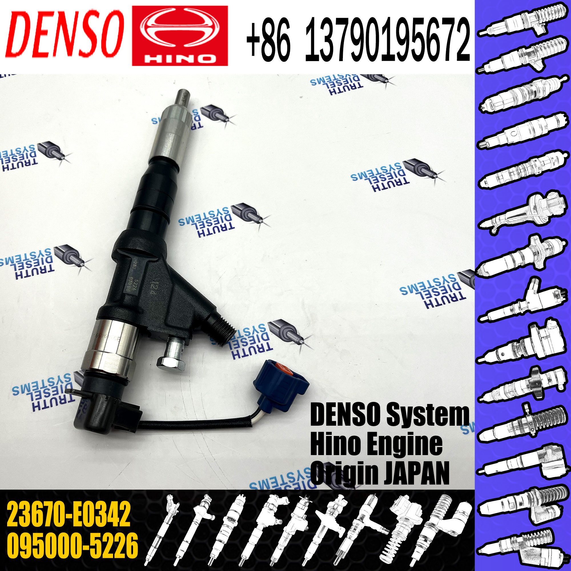 Rail Fuel DENSO Diesel Injector 095000-5225 23670-E0341 095000-5226 23670-E0342