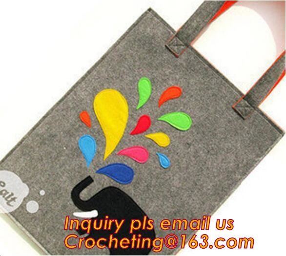 Cute fashion designer felt tote bag, reusable felt leisure handbags fashionable,