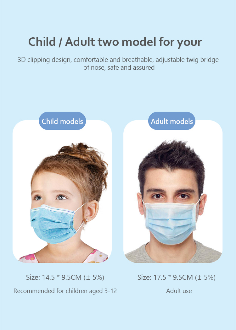 Personal Safety Antibacterial Face Mask Disposable Non Woven Face Mask