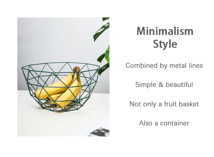 Gold Pink Iron Fruit Basket For Kitchen Table For Organizing Fruits And Vegetables 25-28cm