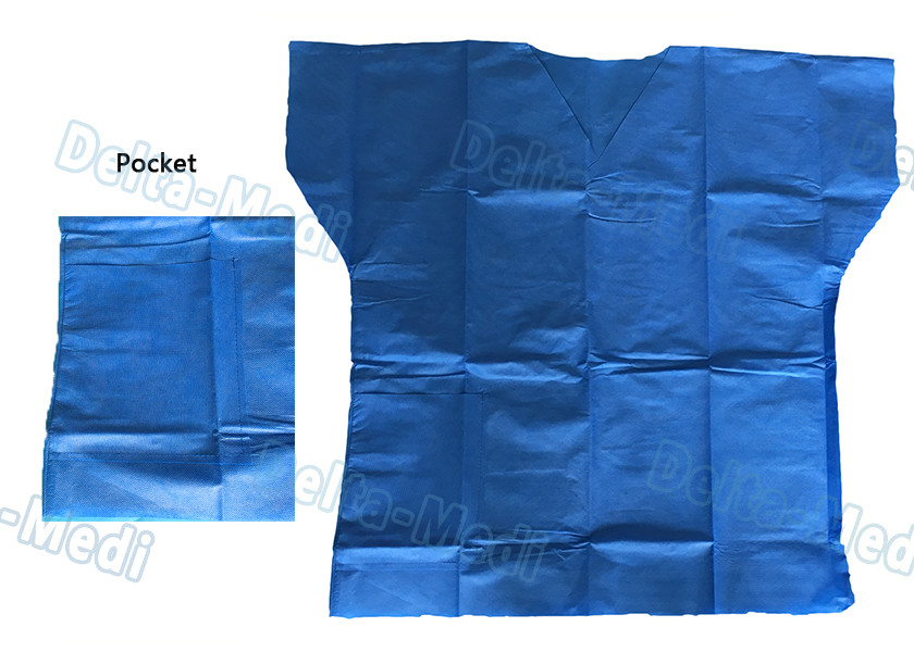 Over Lock Sewing Disposable Scrub Suits , Custom Size Blue Scrub Suit