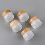 Lotion Bamboo Cover 15g 20g Frosted Glass Cream Bottle