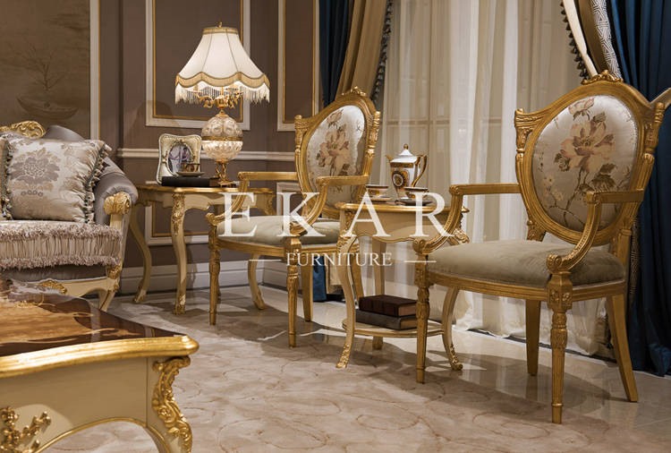 Livingroom Furniture Wood Carving Part Furniture Decorative Chairs Gilt Furniture