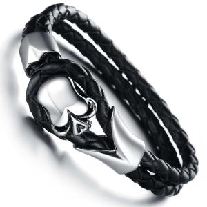 China Tagor Stainless Steel Jewelry Super Fashion Silicone Leather Bracelet Bangle TYSR147 wholesale
