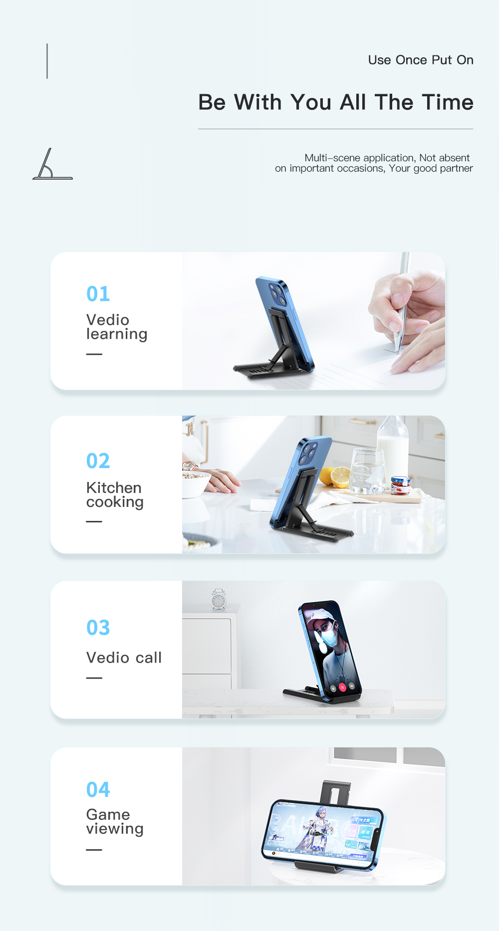 Six Level Adjustments Desktop Phone Stands Foldable Adjustable
