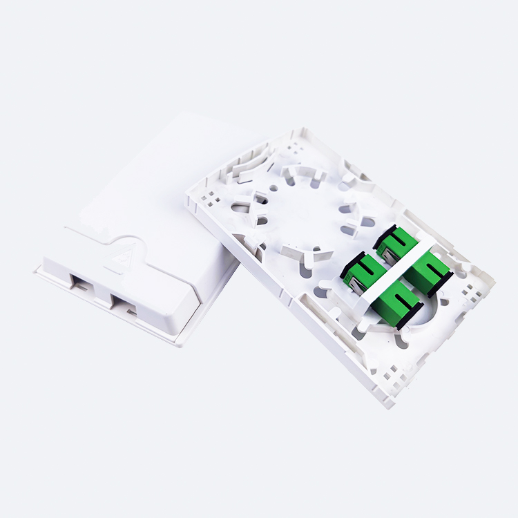 Plastic Fiber Optic Faceplate Socket Panel for FTTH and Installation in White 2 Cores