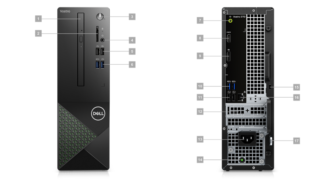 Dell Vostro Desktop 3710 12th Gen i5 12400 Processor 8GB DDR4 RAM 1TB HDD No Monitor Black