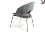Hollowed Back Upholstered Dining Chair Chrome Color Stainless Steel Legs