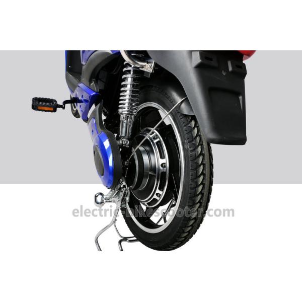 Blue Pedal Assisted Electric Scooter , 18" X 2.5 Electric Moped Scooter For Adults