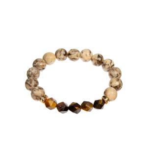 China Handmade Elastic Beaded Stone Bracelet , Unisex Natural Tiger Eye Bracelet wholesale