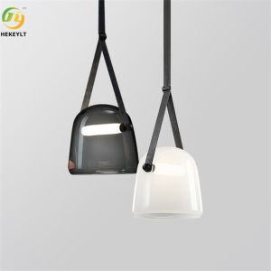 Leather Glass Ash / Milky White Cognac Chandelier Creative Art