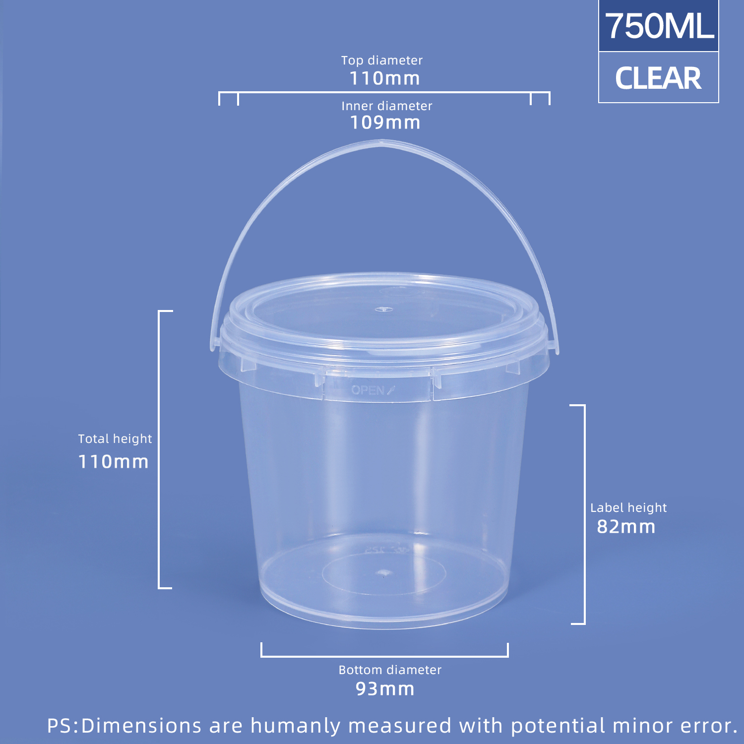 Round Customized Food Grade Plastic Container With Lids and Handle For Halloween Candy