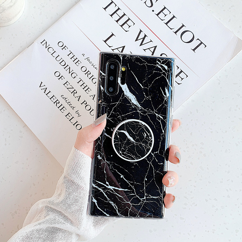 TPU Marble Phone Case Pop Socket Stand Function Anti Shock For Samsung