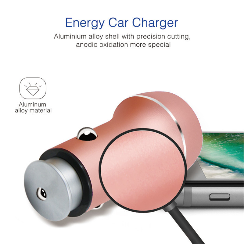 12V 3.1A Aluminium Alloy dual port usb cell phone smart car charger with rohs certificate for Smart Phone Tablets