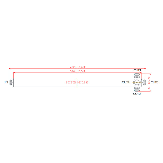 IP65 Protection 130-180MHz NF 4 Way 6dB Coupler / Splitter