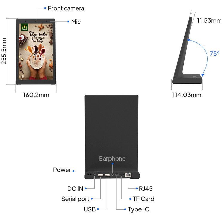 Restaurant Ordering Android Tablet OEM L Shape Capacitive RK3566 Pos