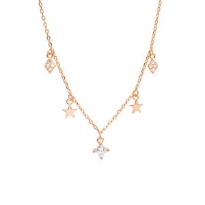 China Star and Stone Lozenge Shape Necklace Multi Charms 925 Silver Rose Gold wholesale