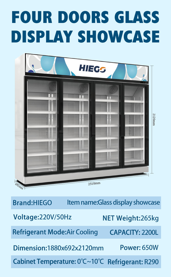 Automatic Defrost 3/4 Glass Door Refrigerator Upright Display Cooler
