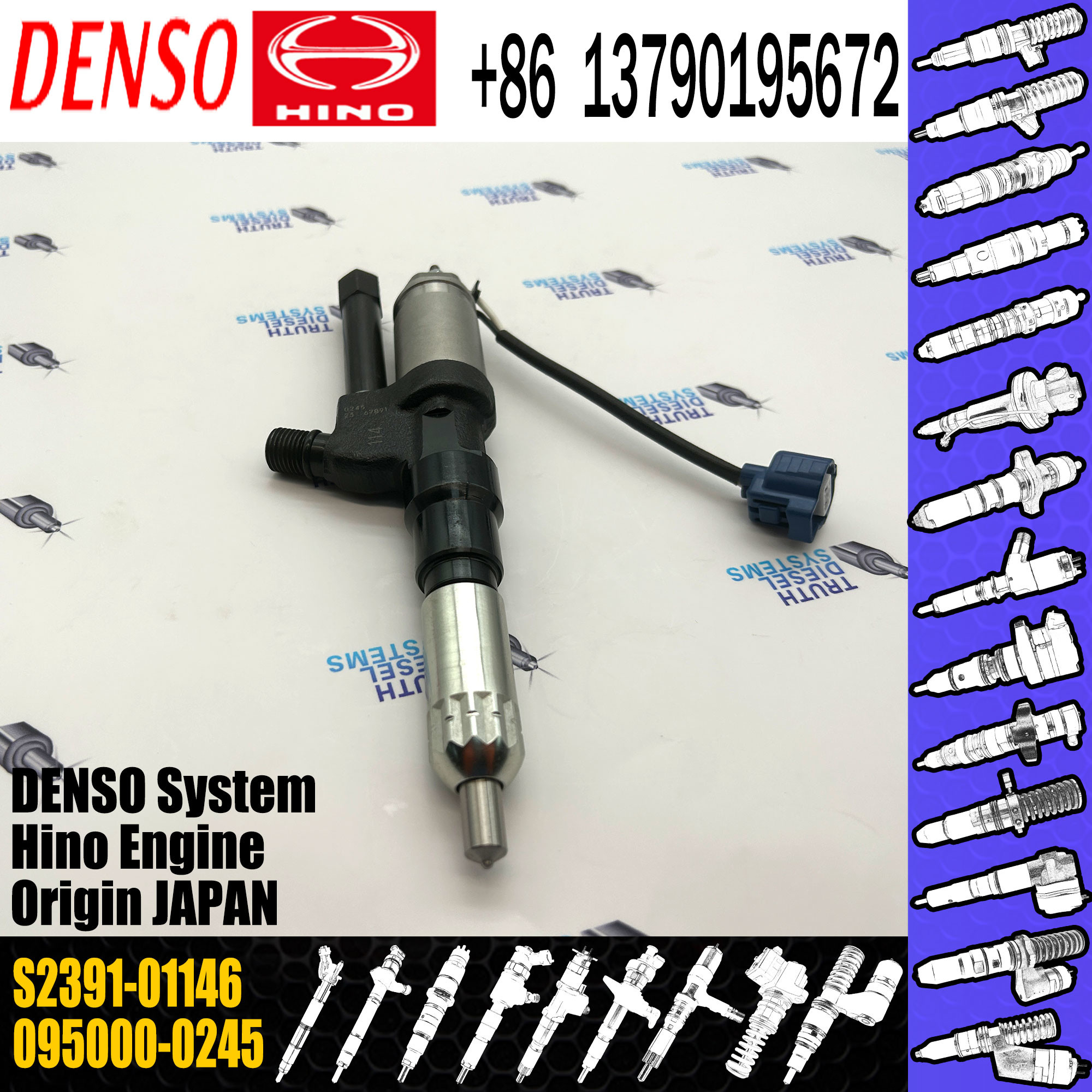 For HINO K13C 23910-1145 23910-1146 S2391-01146 Diesel Fuel Injectors 095000-0240 095000-0244 095000-0245