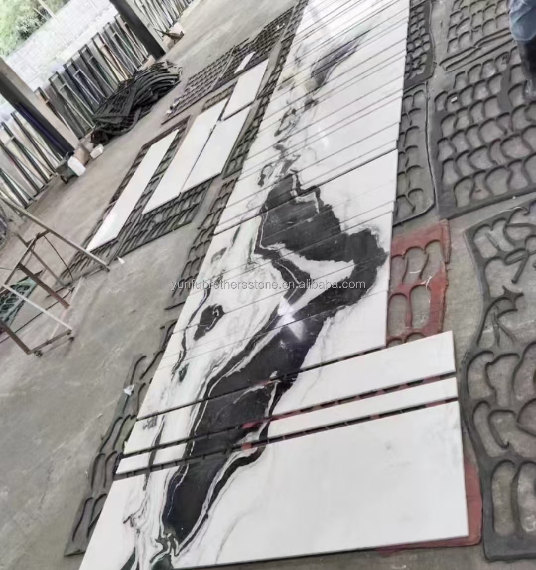 Custom Luxury Panda White Marble Stairs Natural Stone for Straight Staircase Design