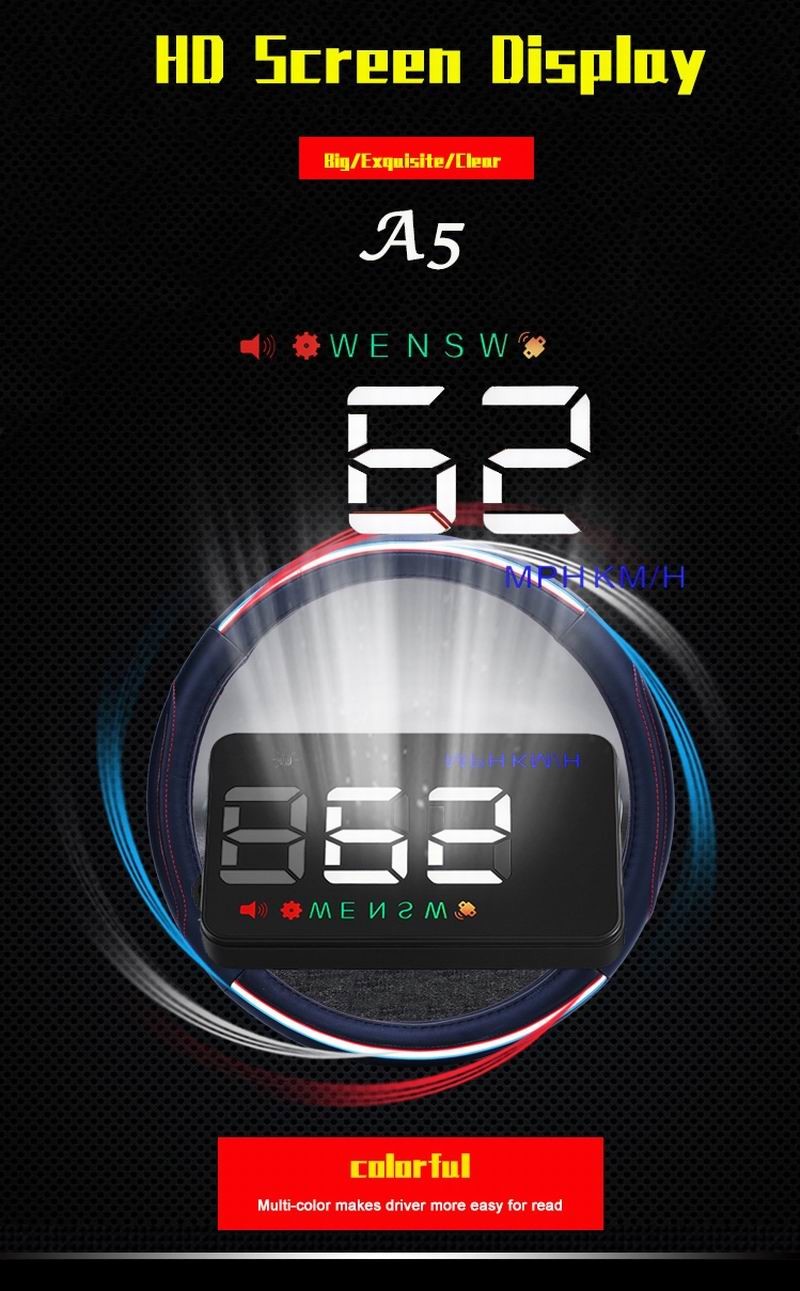 Ouchuangbo HUD 3.5 inch Car Head Up Display Windshield Projector Speedometer Overspeed - GPS Satellite 2 Dispaly Mode