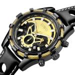 Mineral Lens 30m Waterproof Leather Men Watch Quartz Analog