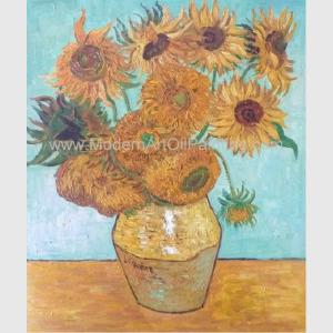 China Hand Painted Van Gogh Oil Reproduction, Vincent Sunflowers Still Life Oil Paintings wholesale
